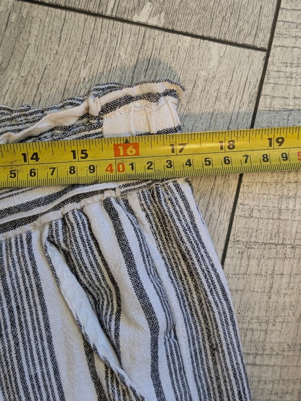 Striped White & Gray Linen Blend Wide Leg Pants L Coastal Resort Minimalist EUC - Picture 10 of 13